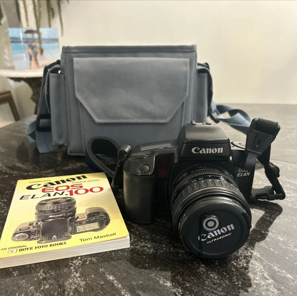 Canon EOS Elan 35mm Film Camera (28-80mm Lens) Manual Bag 80's